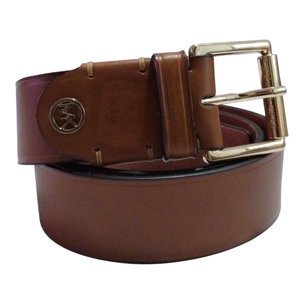 Michael‎ Kors Women's M Logo Burnished Leather Belt Brown